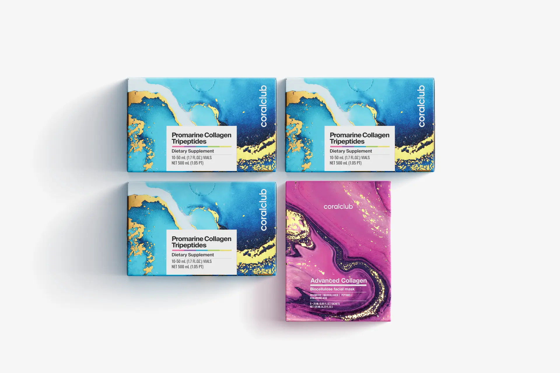 Sada Promarine Collagen Tripeptides (3 balení po 10 ks) + Advanced Collagen Biocellulose Facial Mask (5 ks)